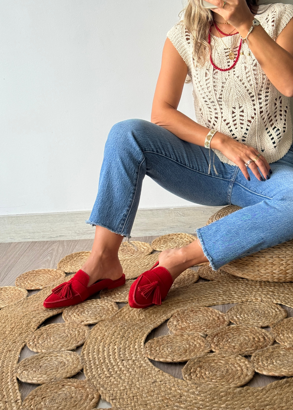 Mule Pompón Rojo