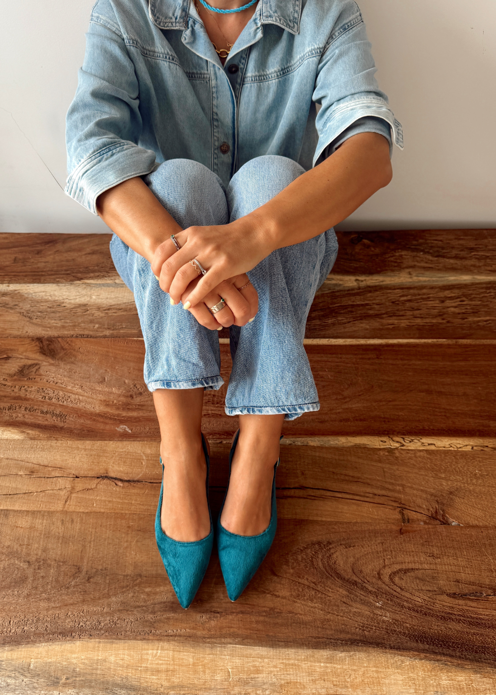 Tacón Emma Azul Petróleo