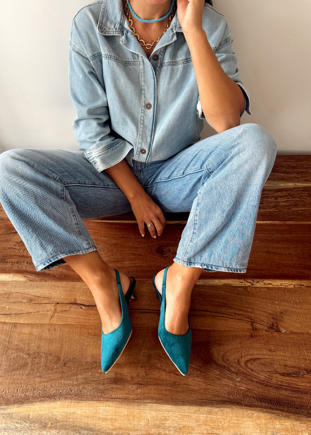 Tacón Emma Azul Petróleo