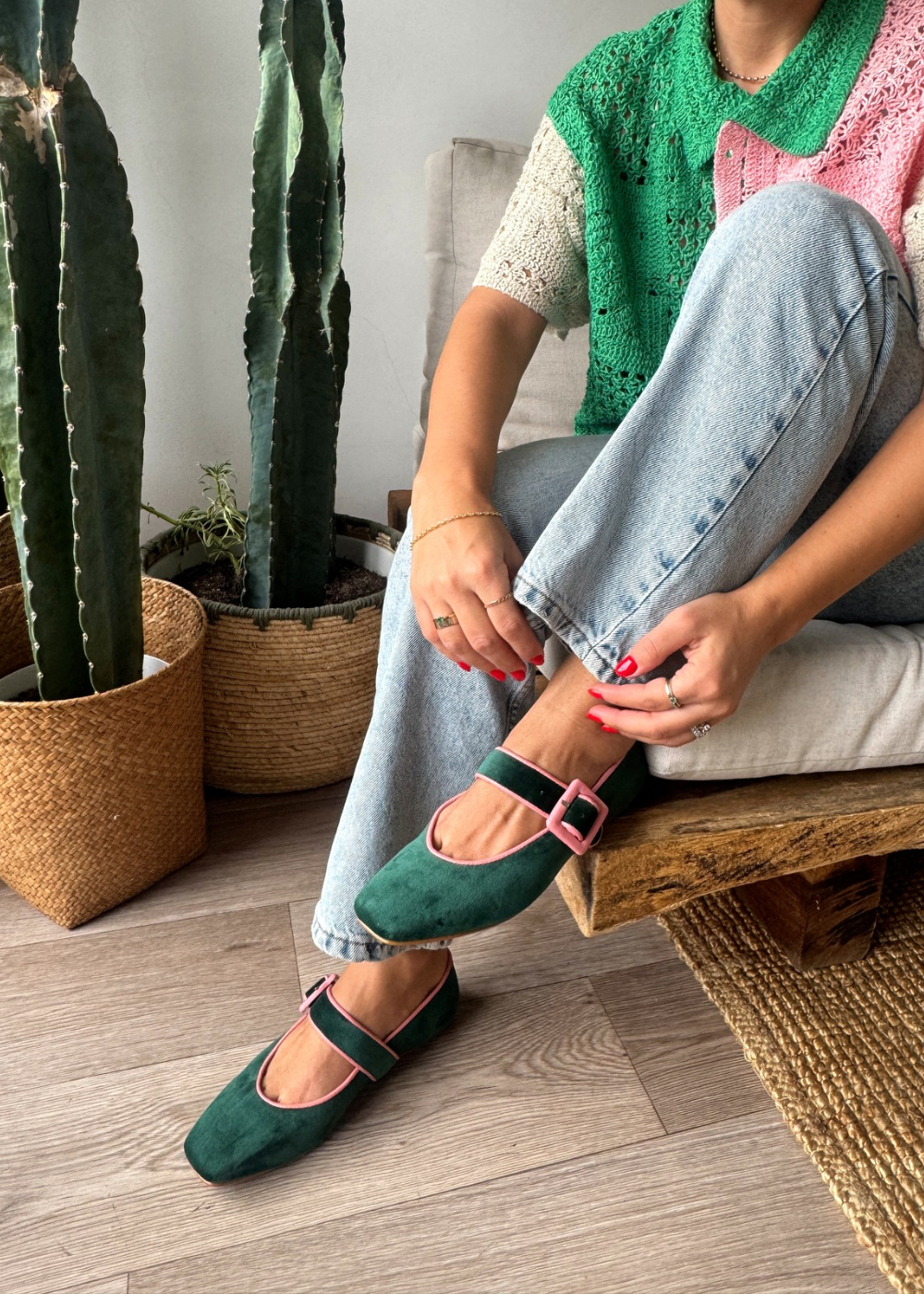 Baleta Ignacia Verde/Rosa